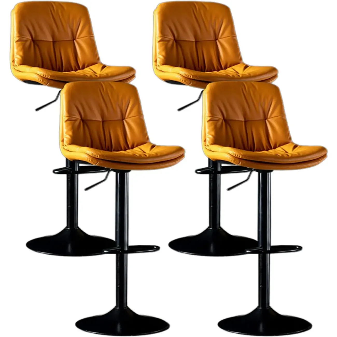 Adjustable Leather Low Back Swivel Bar Stool