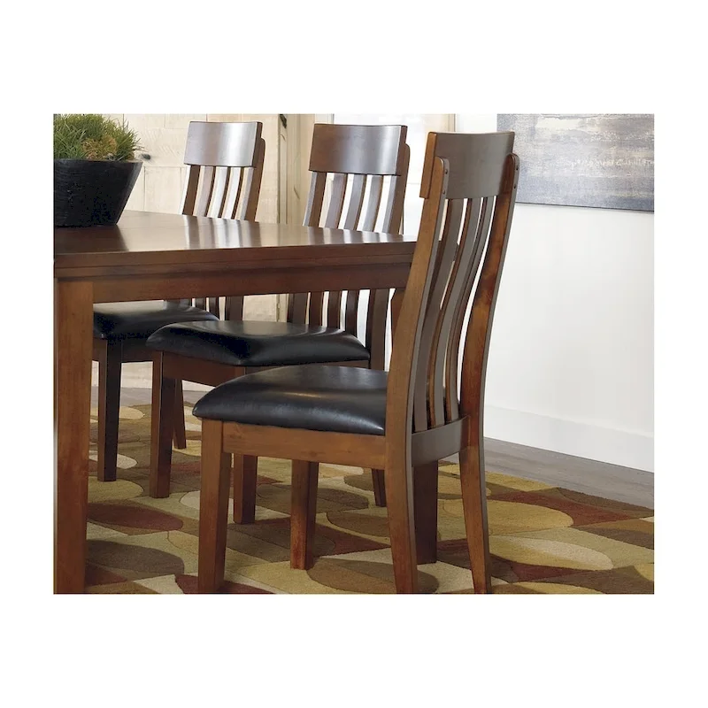 Brown Faux Leather Dining Chair, Rustic Style, Set of 2