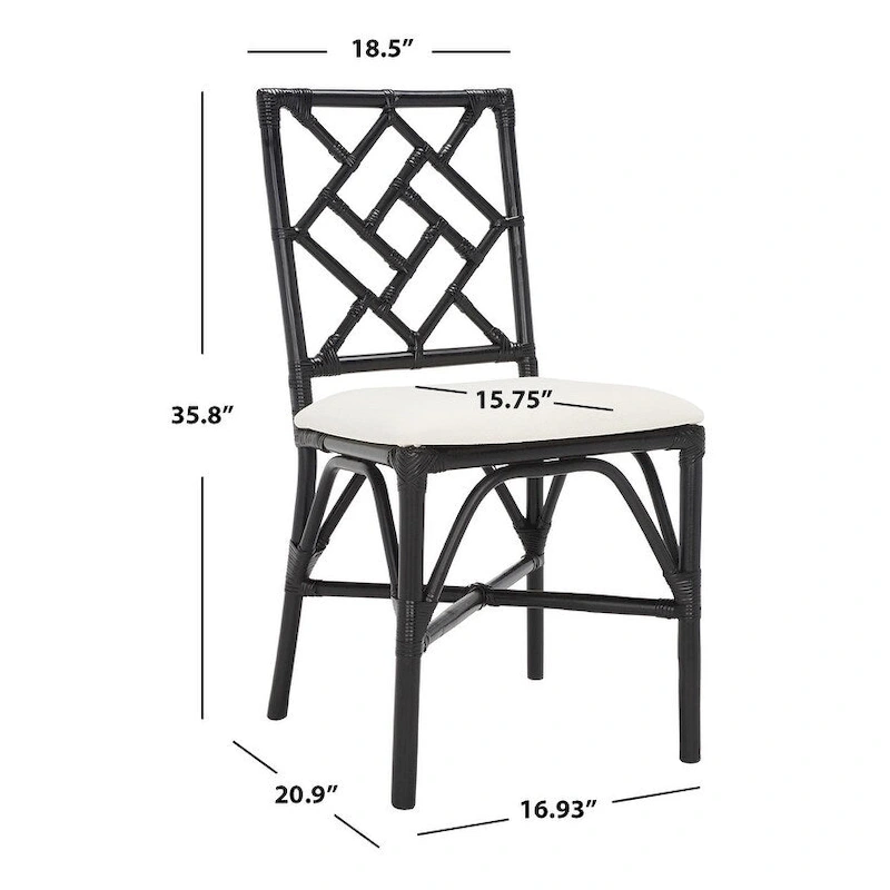 SAFAVIEH Maye Rattan Accent Chair with Cushion (Set of 2) - 18.5  W x 20.9  L x 35.8  H - 19Wx21Dx36H