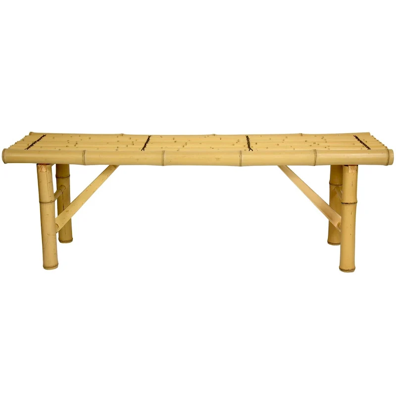 Bamboo Folding Bench with Light Stain Finish