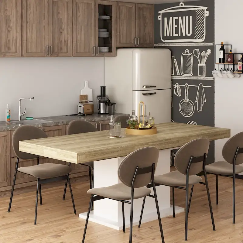 Home Wood Dining Table Extendable Table Meeting Working Computer