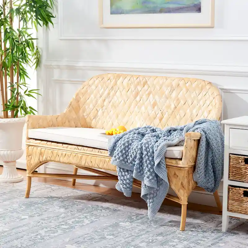 SAFAVIEH Marfisa Woven Sofa Bench - 52 W x 24 D x 33 H - 52Wx24Dx33H