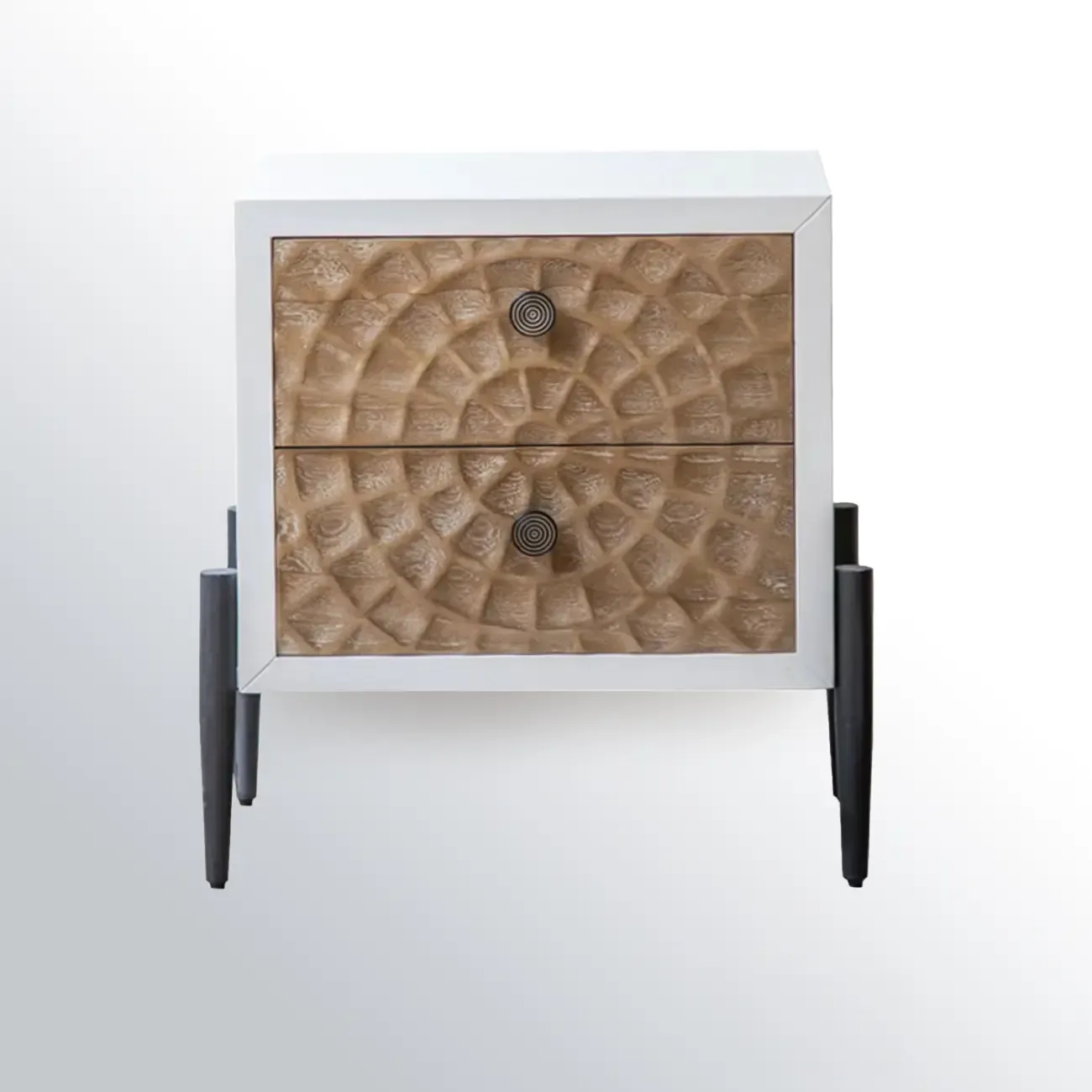 Freestanding Rustic Rectangle White Wood Iron Base Cabinet