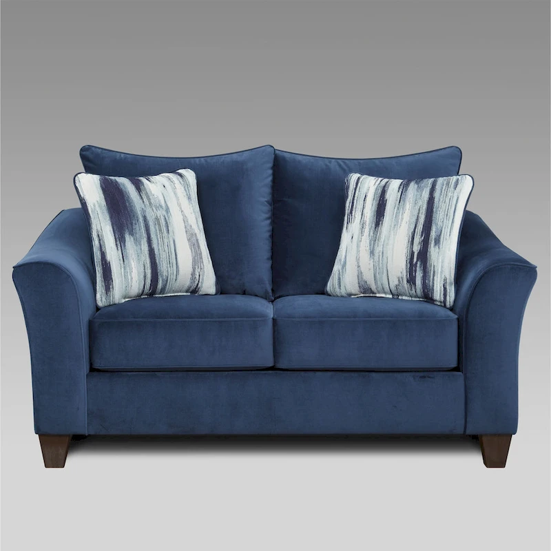 Roundhill Furniture Camero Fabric Pillowback 4-Piece Sofa Set in Navy Blue