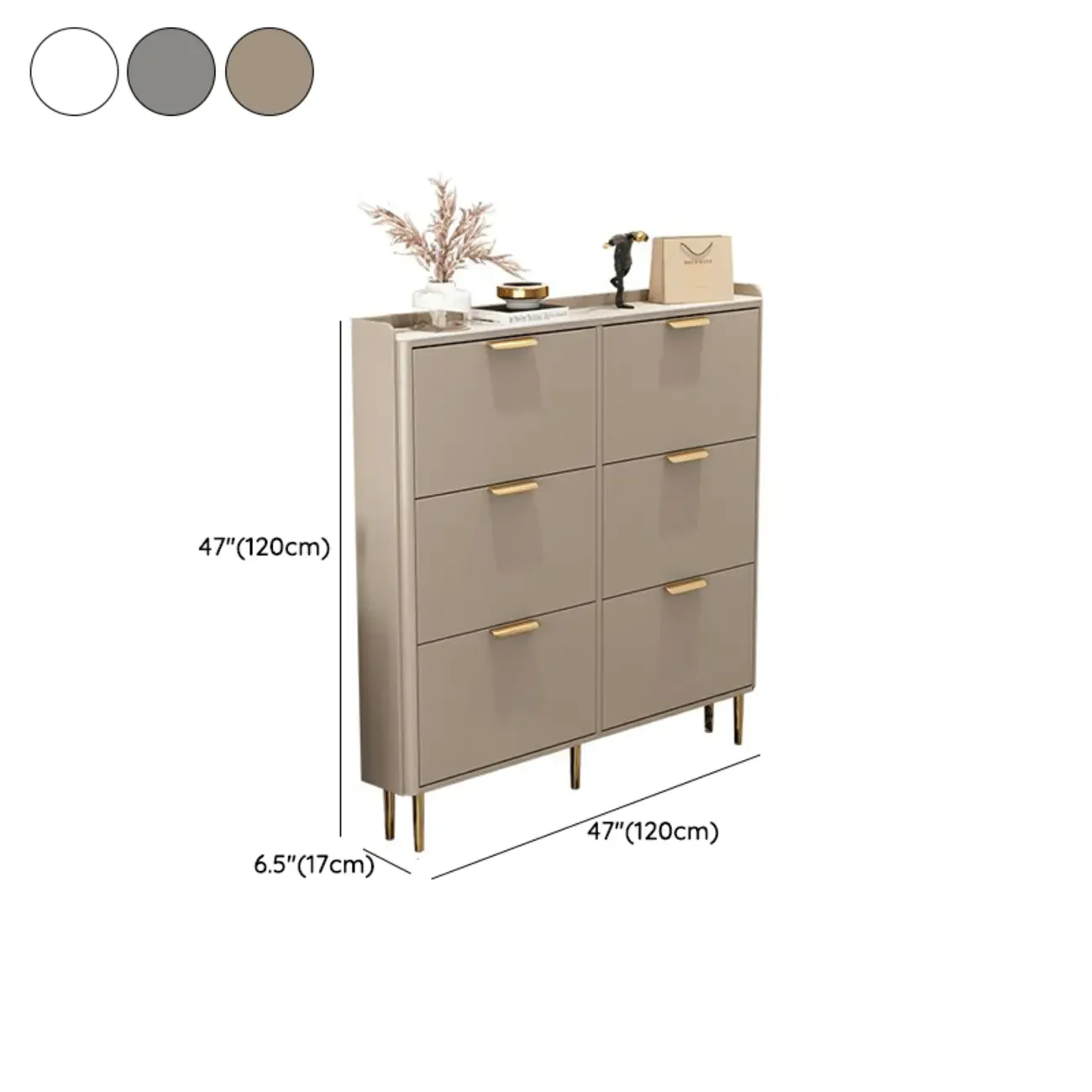 Wooden Drop Front Shoe Cabinet with Metal Legs