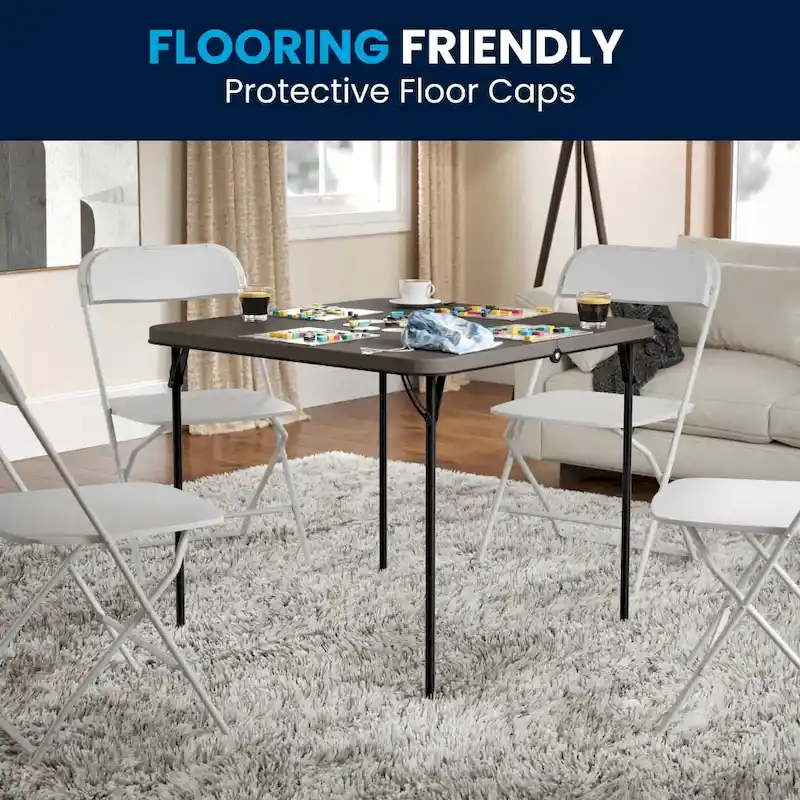2.83-Foot Square Bi-Fold Plastic Folding Table with Carrying Handle