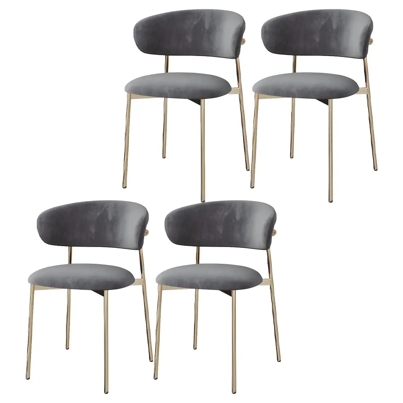 Scandinavian Velvet Upholstered Dining Room Chairs Set of 4