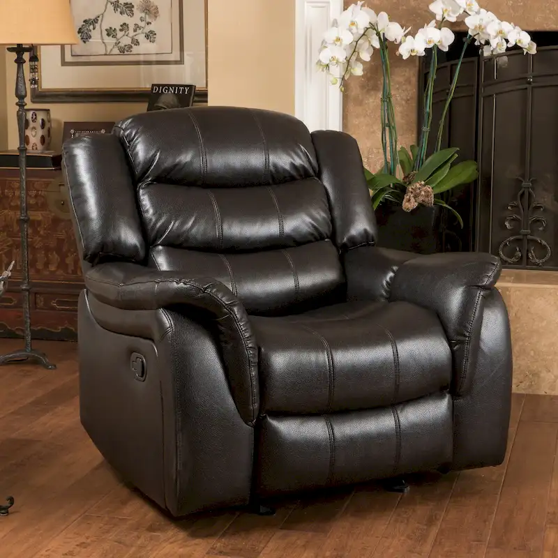 Contemporary PU Leather Glider Recliner Chair – Brown / Red / Black, Single