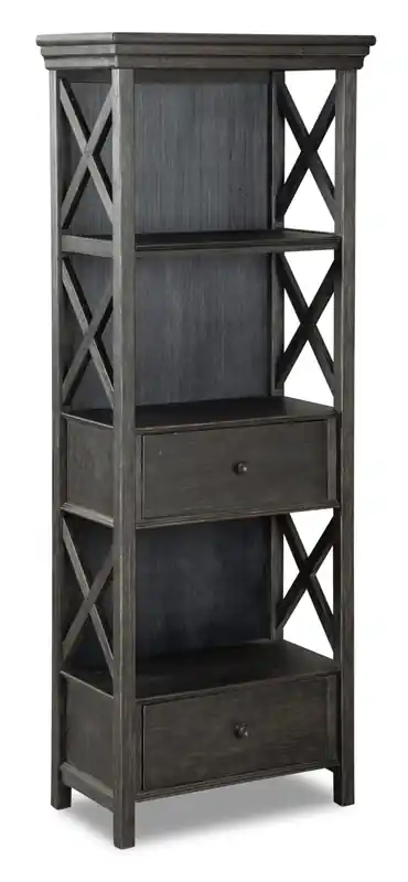 Isla Display Shelft with Storage Drawers, 25.4W - Rustic Black