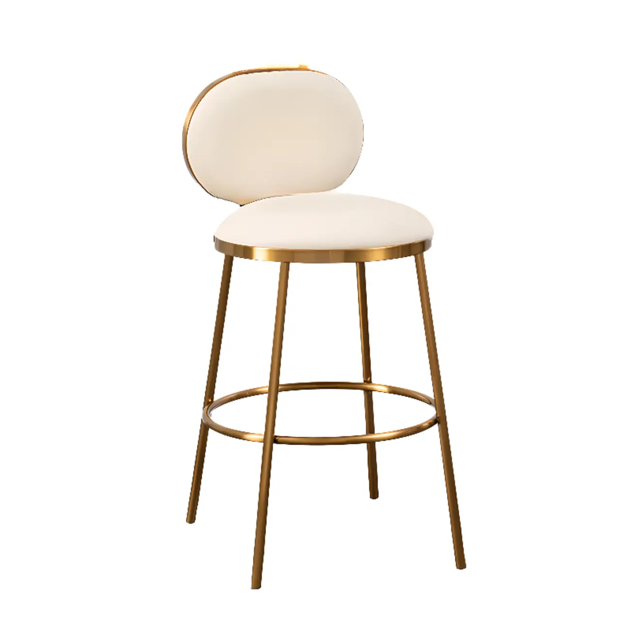 Modern 4-Leg Metal Faux Leather Upholstered Bar Stools