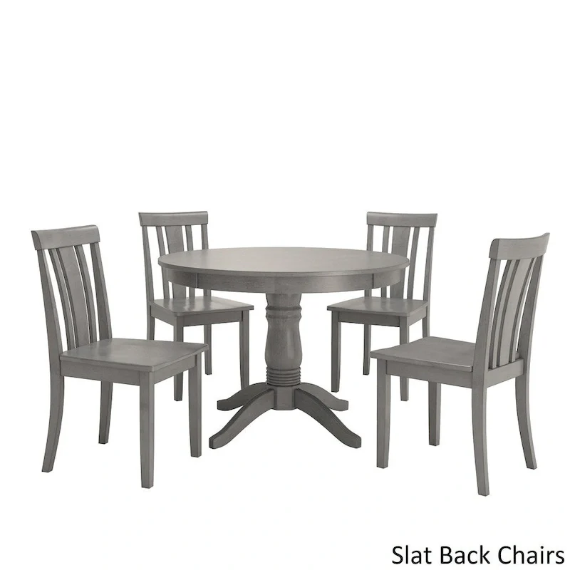 Wilmington II Round Pedestal Base Antique Grey 5-Piece Dining Set by