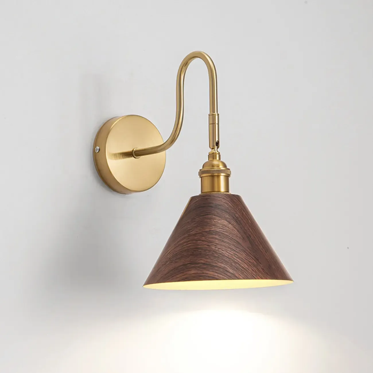 Mini Cone Modern Vanity Light with Walnut Shade