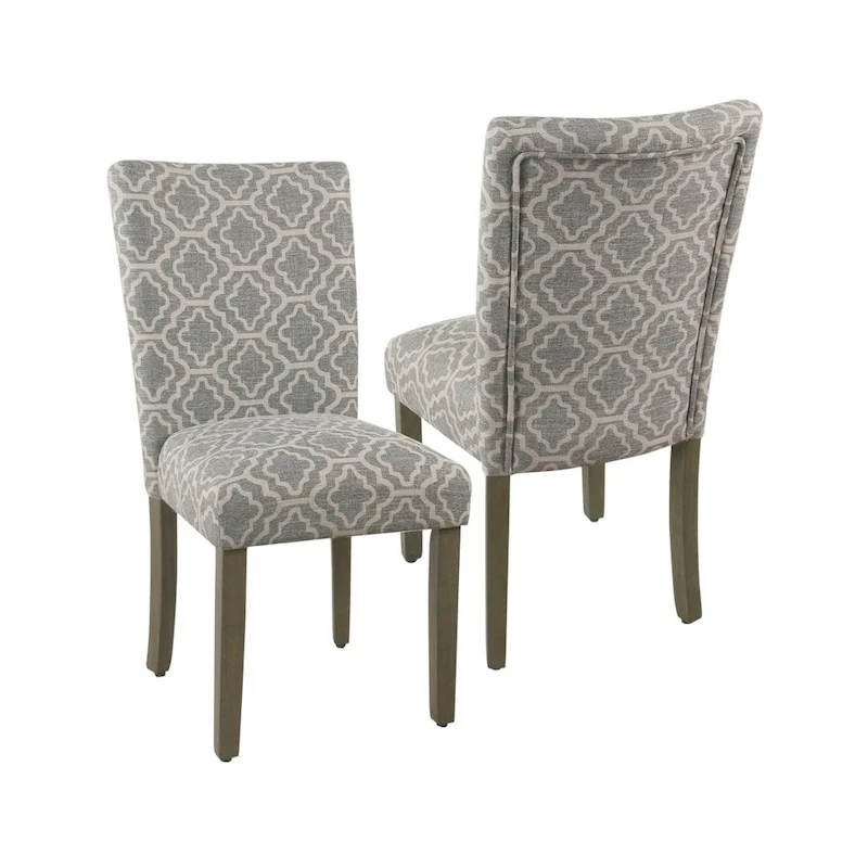 Parsons Dining Chair with Geometric Pattern Set of 2 - Ash Grey