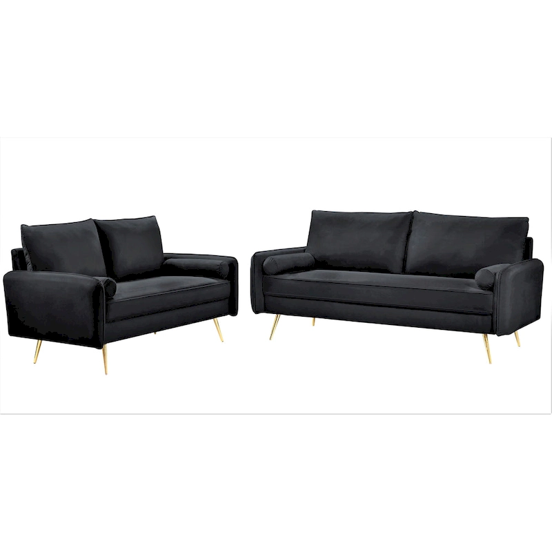 Villeda Velvet Mid-century modern 2PCS living room set
