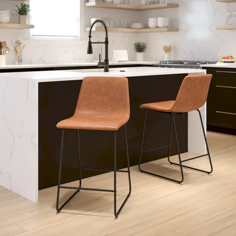 Upholstered Counter Height Modern Dining Stools (Set of 2)