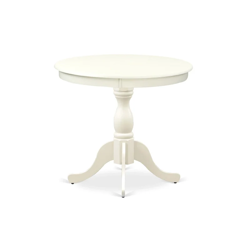 East West Furniture Dining Room Table - a Round kitchen Table Top with Pedestal Base, (Finish Options Available)