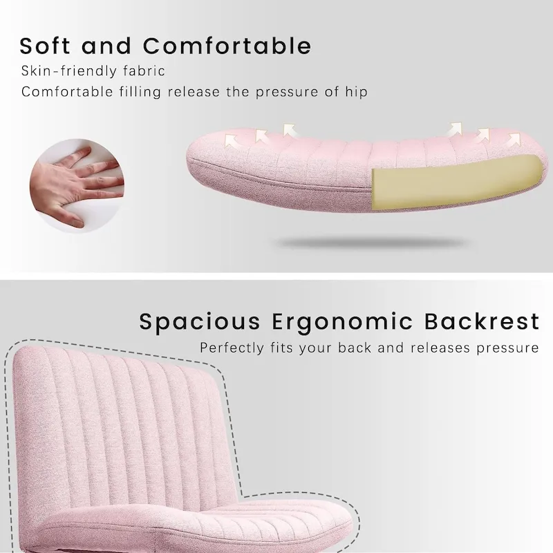 BOSSIN Criss Cross Chair Armless Office Desk Chair No Wheels,Fabric Padded Modern Swivel Vanity Chair office chair