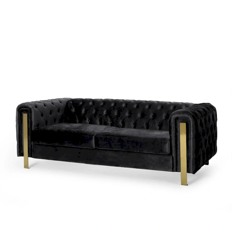 Keyser Modern Glam Tufted Velvet 3 Seater Sofa by Christopher Knight Home - 83.75 L x 34.50 W x 27.25 H
