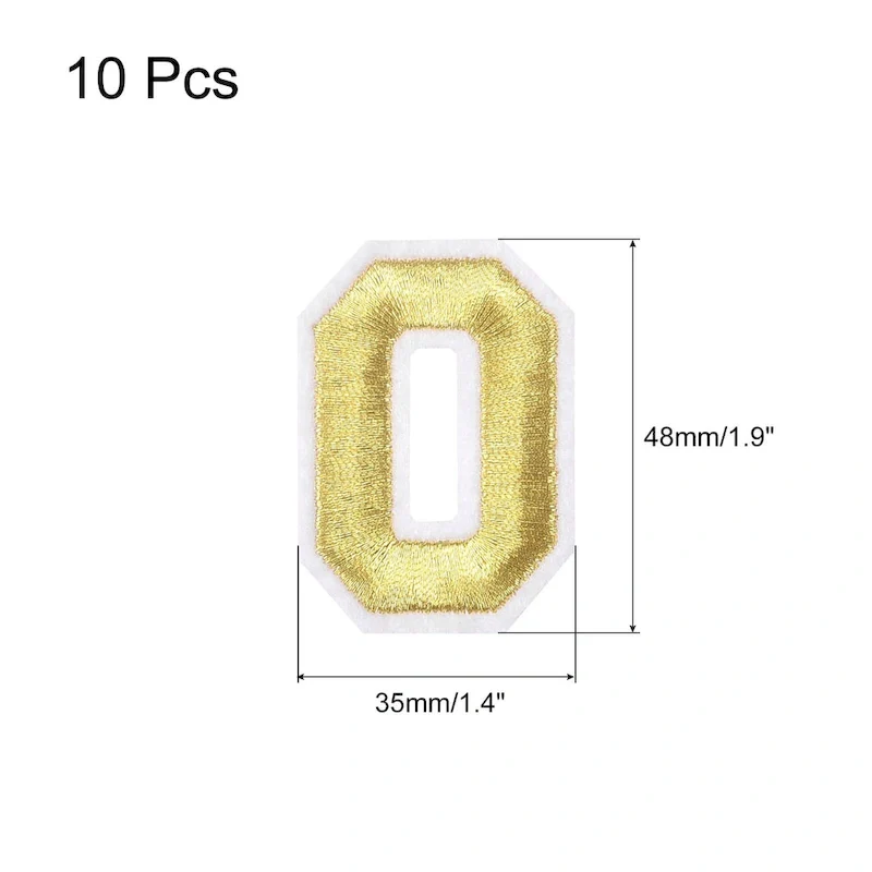 Embroidered Decorative Repair Patches Number Gold 1.9  Width 10Pcs