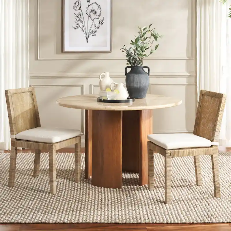 SAFAVIEH Jessye Cane Dining Room Chair with Cushion (Set of 2) - 21.7 W x 18.1 L x 38.6 H - 22W x 18D x 39H