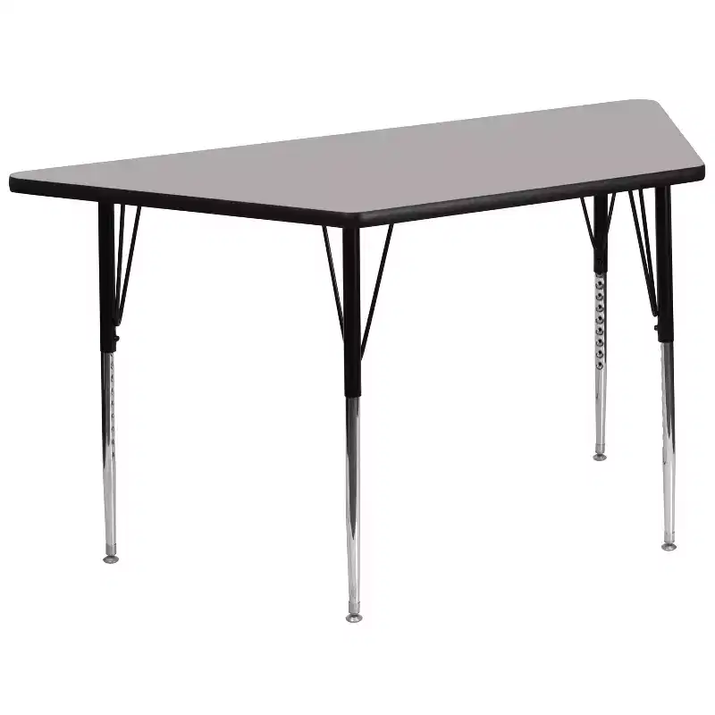 Flash Furniture 29''W x 57''L Trapezoid HP Laminate Activity Table - Standard Height Adjustable Legs