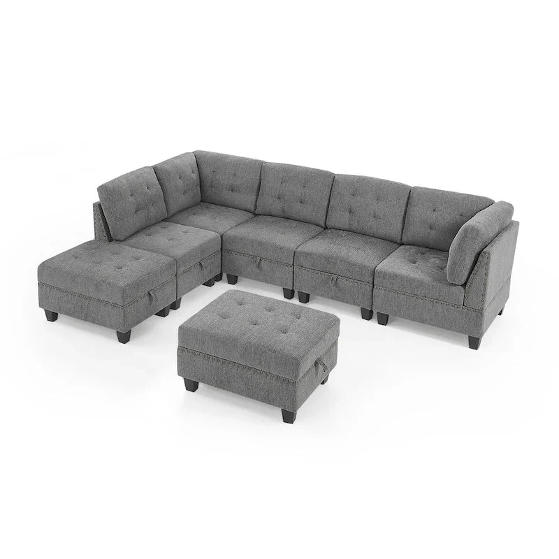 DIY Combination Modular Sectional Sofa, Gray