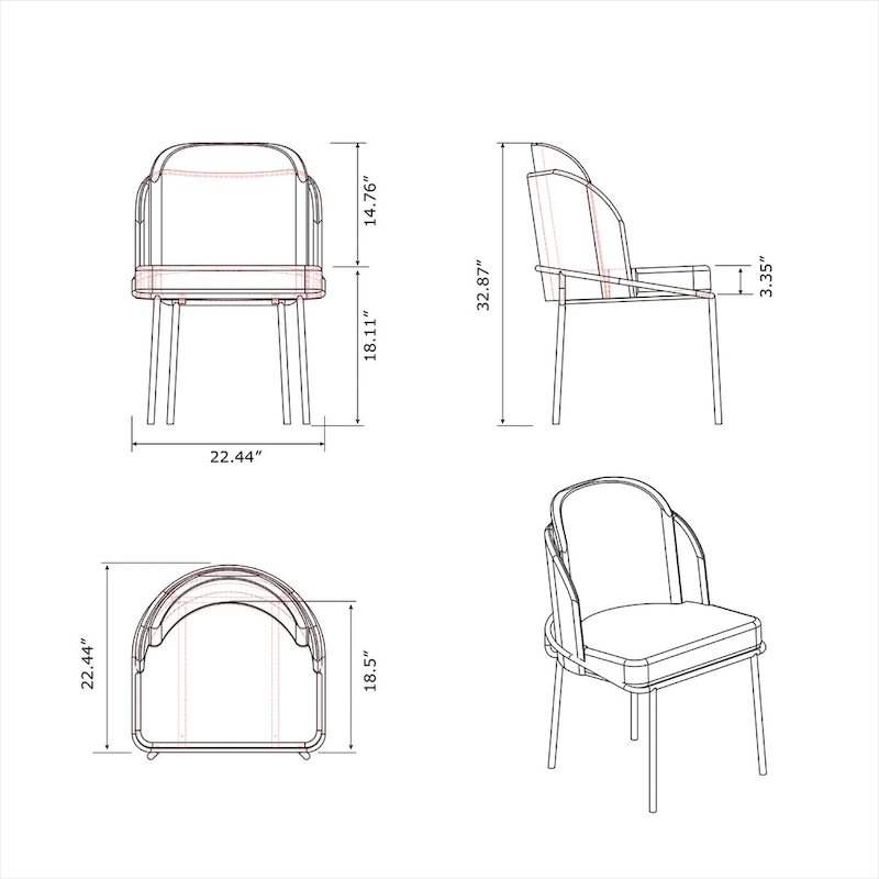 Somette Lacey Curved Back Side Chair, Set of 2
