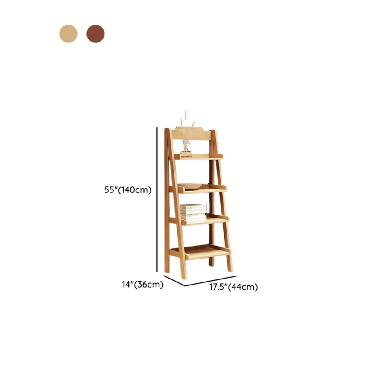 Mid-Century Modern Walnut Wood Multi-tier Ladder Bookshelves