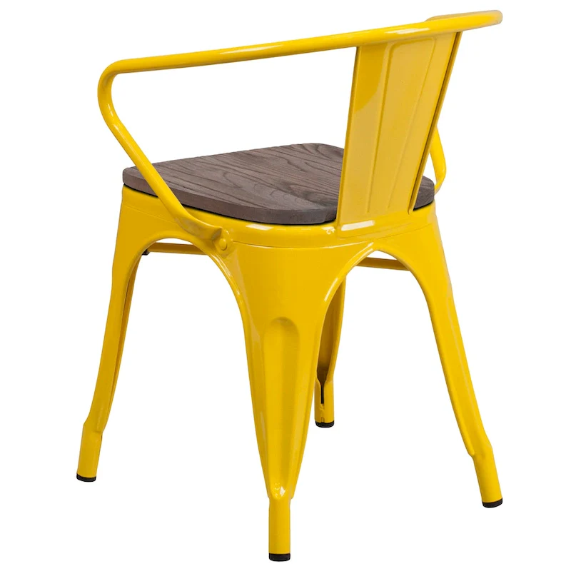 Metal Chair with Wood Seat and Arms
