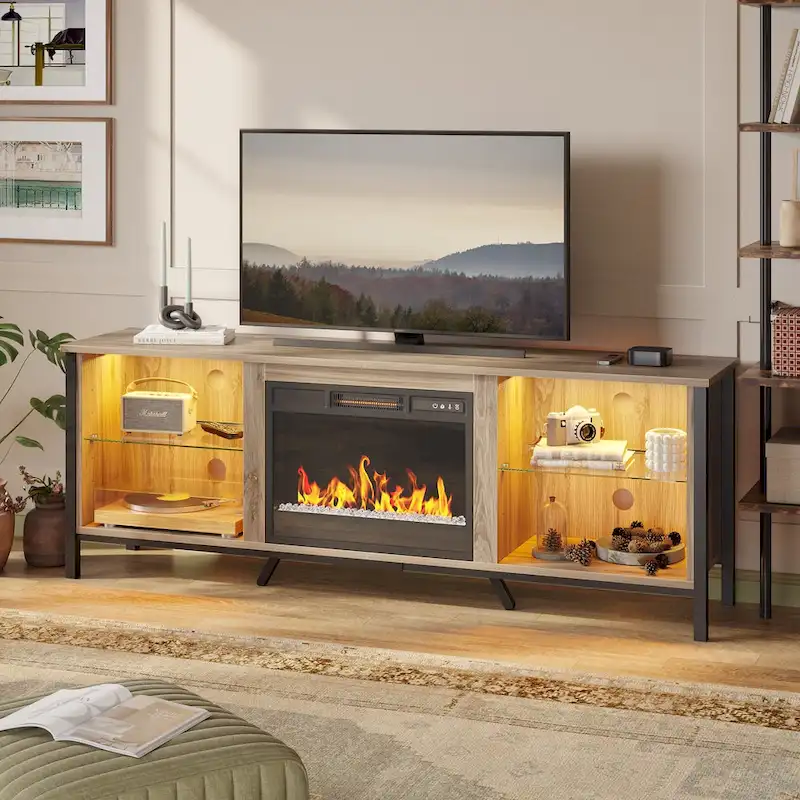 TV Stands with Fireplace for 75 inch TVs Gaming Entertainment Center TV Console - 71 inches