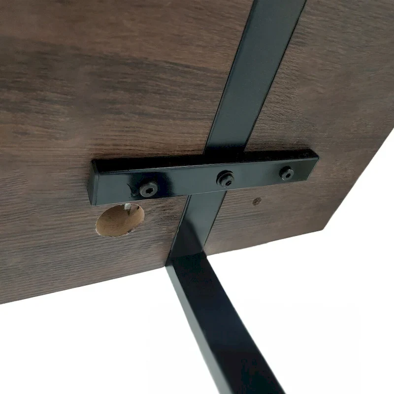 MDF Wood Colour Dining Table and Modern Dining Chairs Set of 4, Mid Century Wooden Kitchen Table Set, Metal Base & Legs