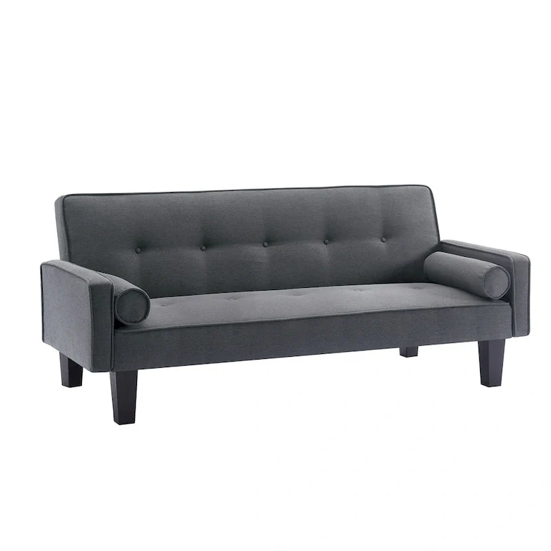 Linen Fabric Modern Convertible Sofa Bed with Removable Armrests