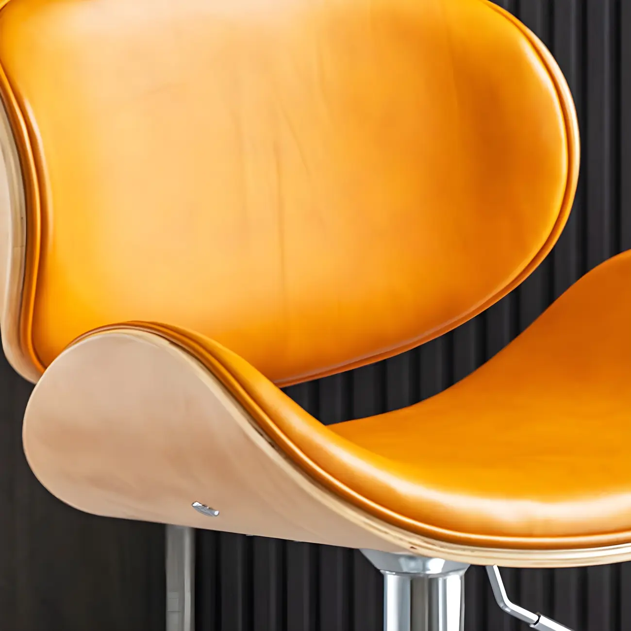 Arched Blackish Green Leather Swivel Adjustable Bar Stool