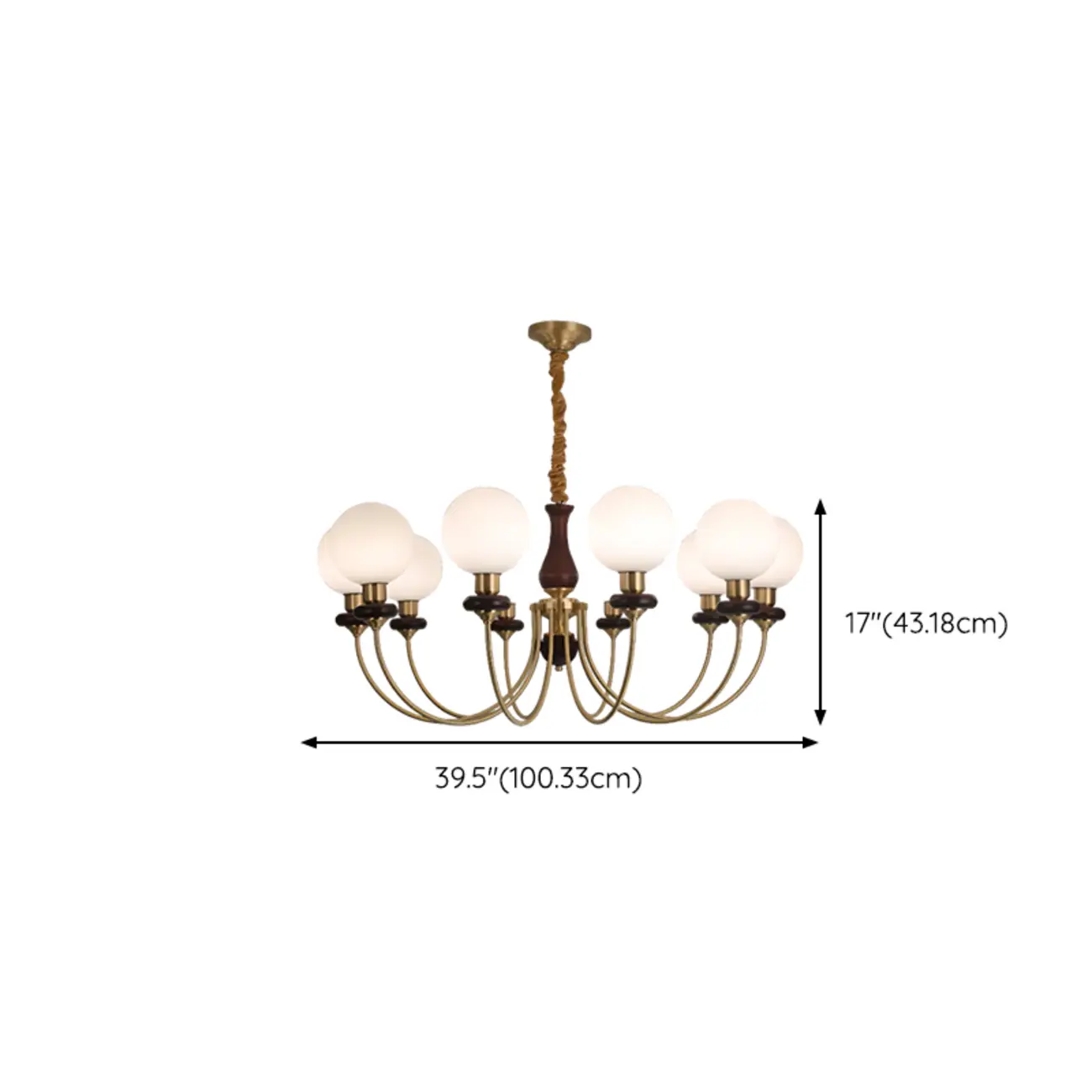 Gold Classic Globe Glass Chandelier Height Adjustable