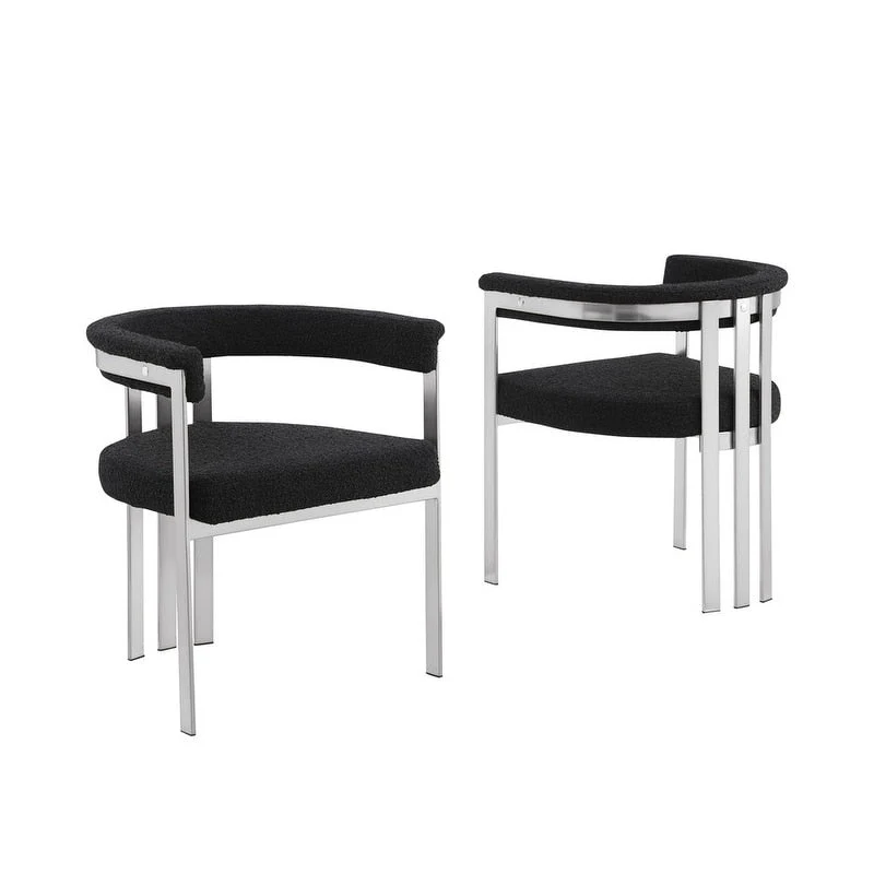 Best Quality Furniture Matte Brushed Chrome Dining Chairs (Set of 2) - N/A