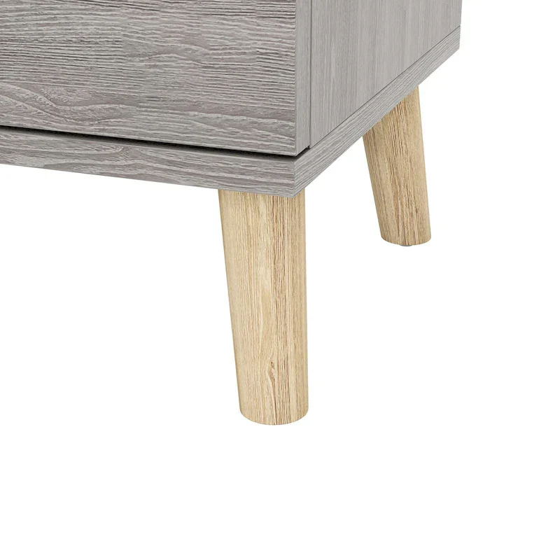 Mid-Century Modern Nightstand - Distressed Grey - 2 Drawers