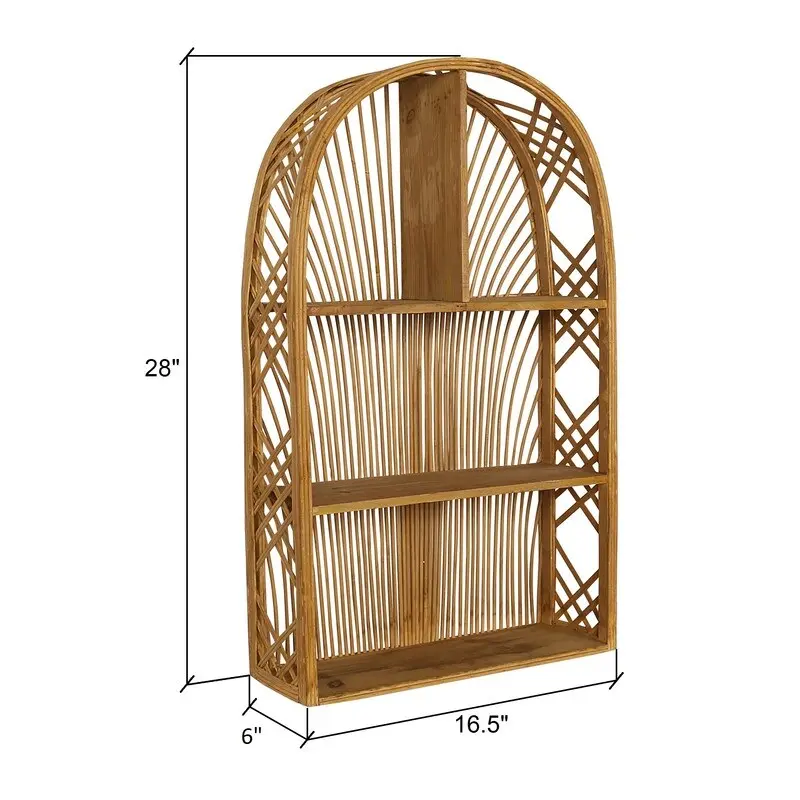 Harmony Arch Rattan Boho Tiered Wall Shelf - 28 H x 16.5 W x 6 D