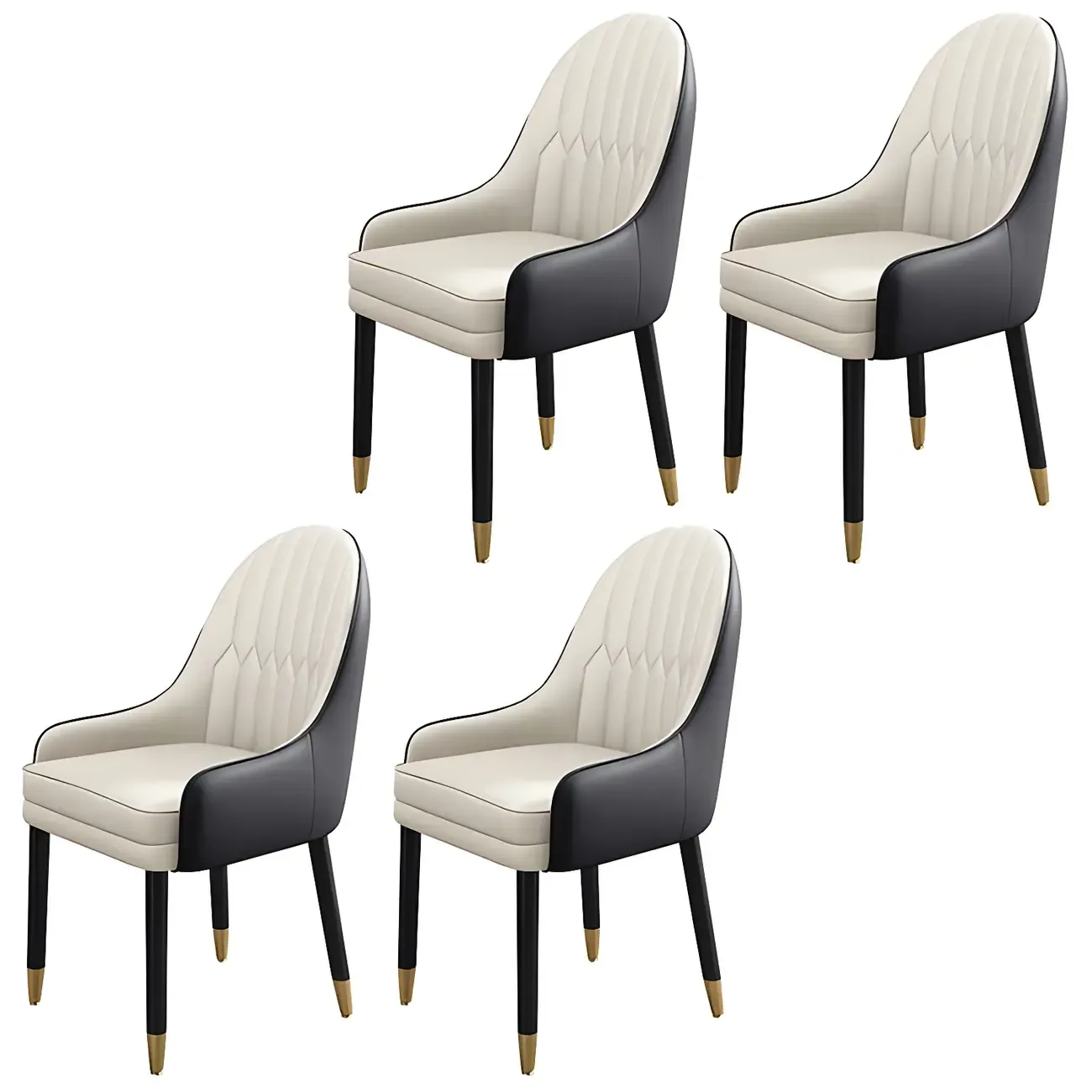 Modern Leather Upholstered Dining Chair with Arms