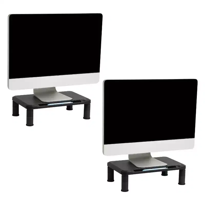 Mind Reader Monitor Stand, Height Adjustable, Laptop, Computer, Riser, Office, Set of 2, Black: Small Monitor Stand