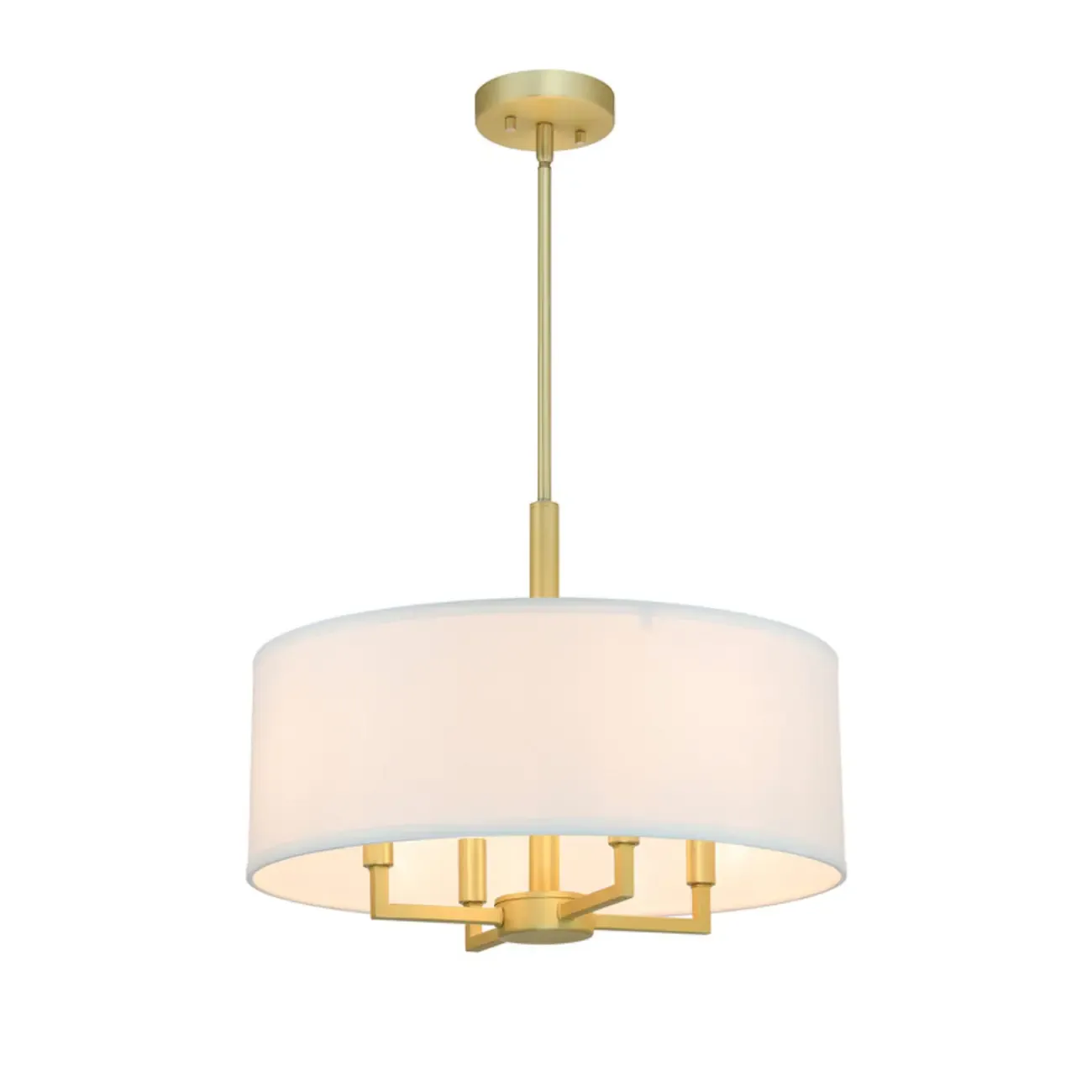 Modern Fabric Drum Chandeliers with Elegant Gold Finish