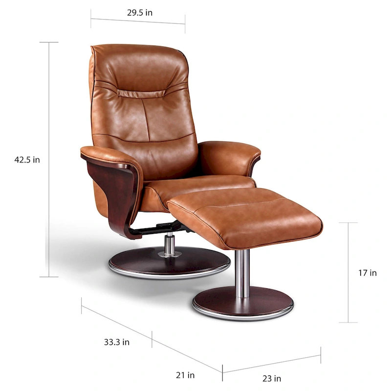 Artiva USA 'Milano' Modern Brown Leather Swivel Recliner and Ottoman