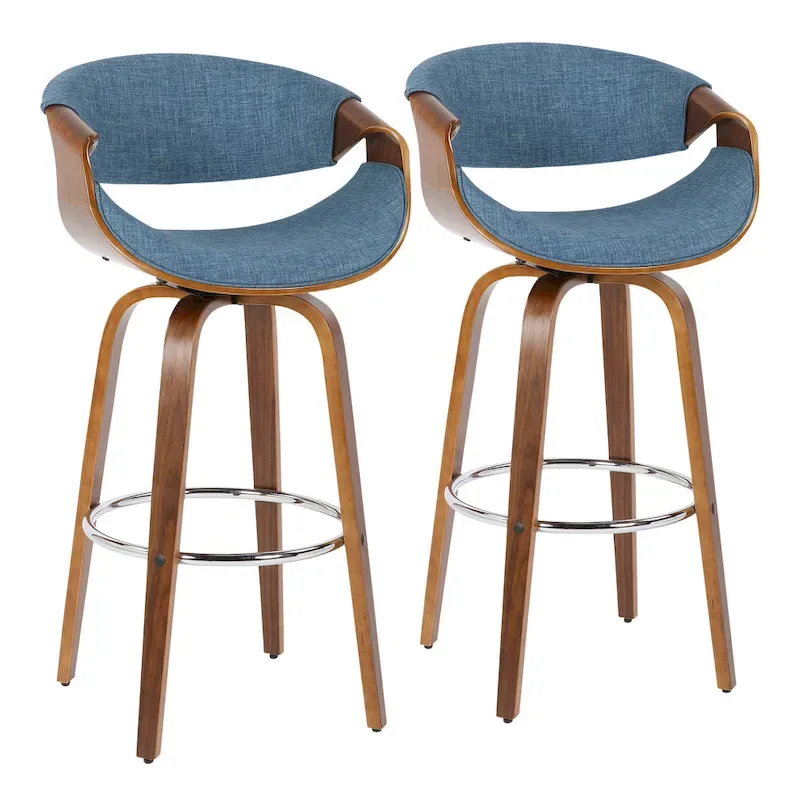 Carson Carrington Sauda 30 Fixed-Height Bar Stool with Bent Wood Legs and Round Footrest (Set of 2)