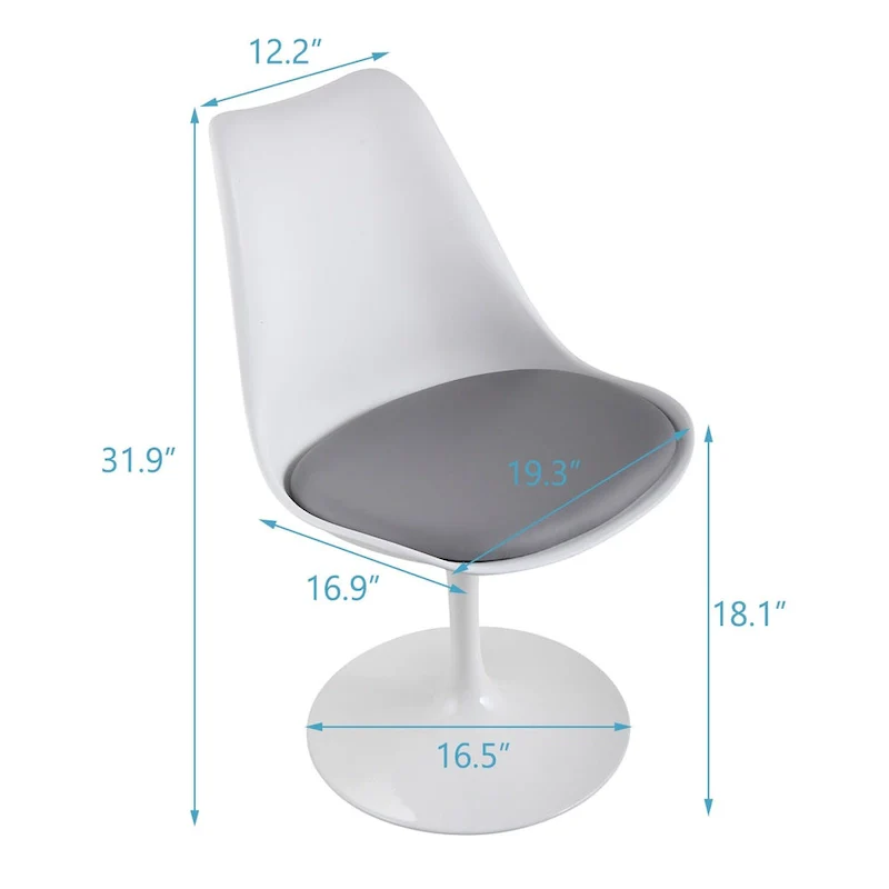 Swivel Tulip Side Chair,Dining Chair with Cushioned Seat and Curved Backrest