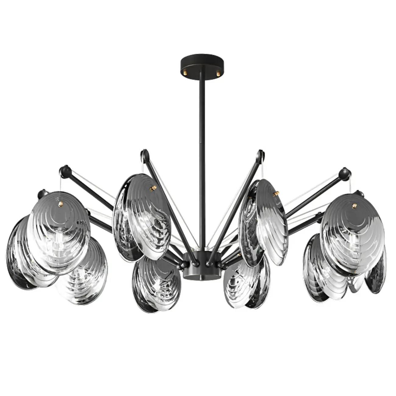 Modern Gray Metal Silver Shell Adjustable Chandeliers