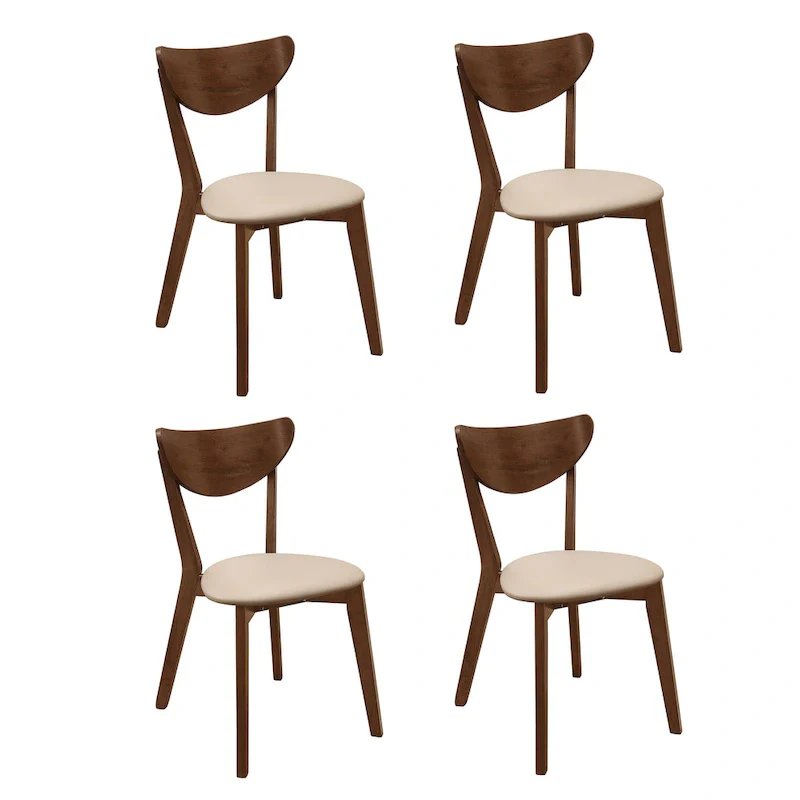 Tan & Chestnut Open Back Retro Dining Chairs, Set of 4