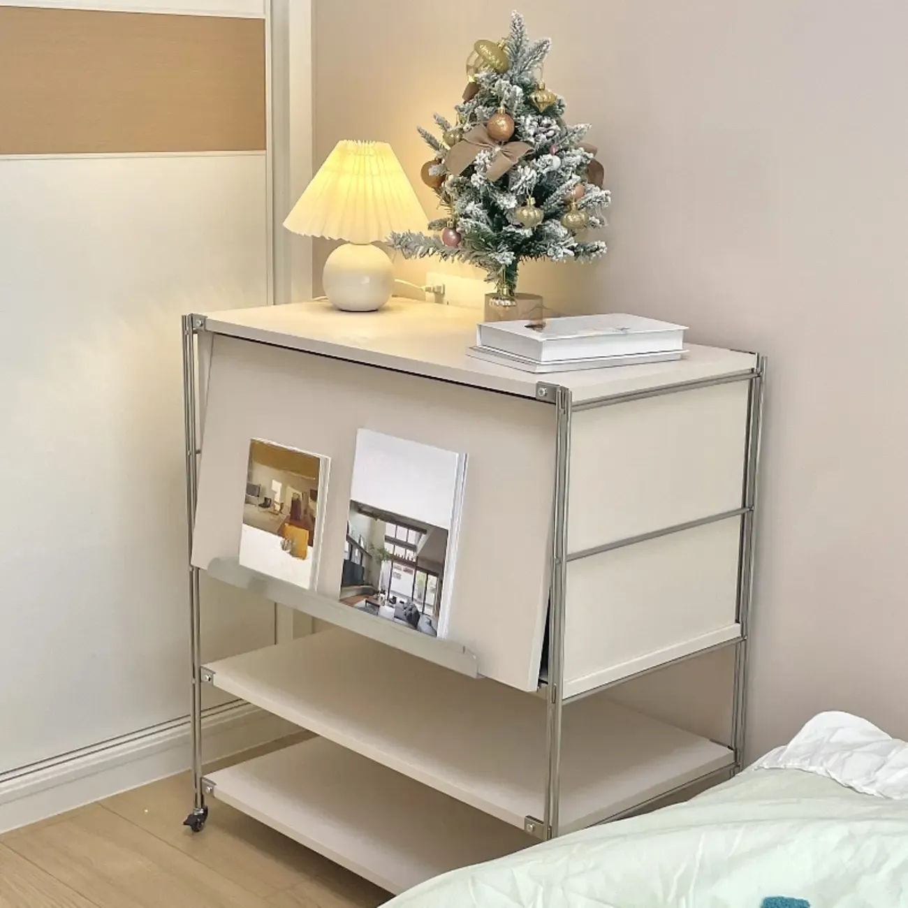 Compact Wood Steel Frame 3-Tier Bookcase in Black