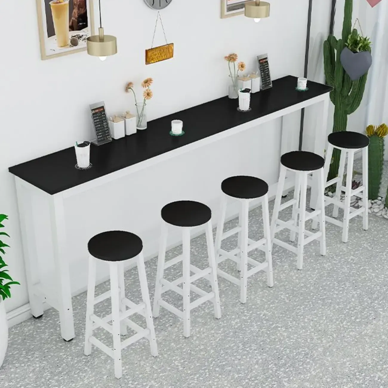 Modern White Metal Fixed Top Design Bar Tables