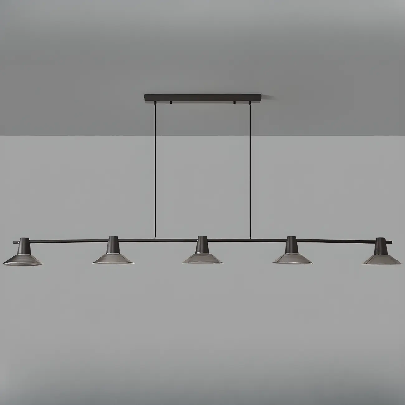 Modern Black Cone Glass 3-Light Island Light