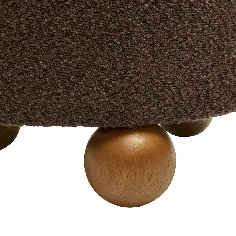 Chocolate Brown Boucle Upholstered Stool - Small