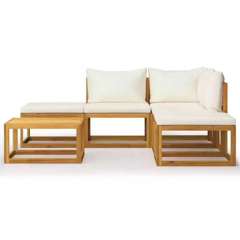 vidaXL Modular Garden Lounge Set with Cushions in Solid Acacia Wood